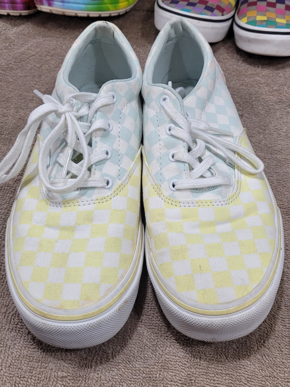 Vans Checkerboard Low-Top Sneakers in Pastel Pink & Pastel Blue